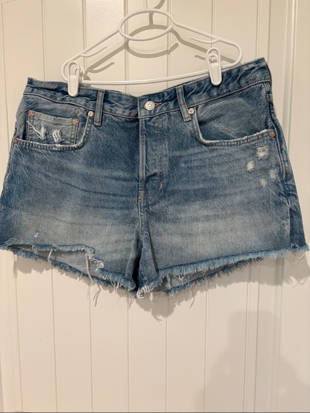 We The Free Distressed Light Blue Denim Cutoff Shorts